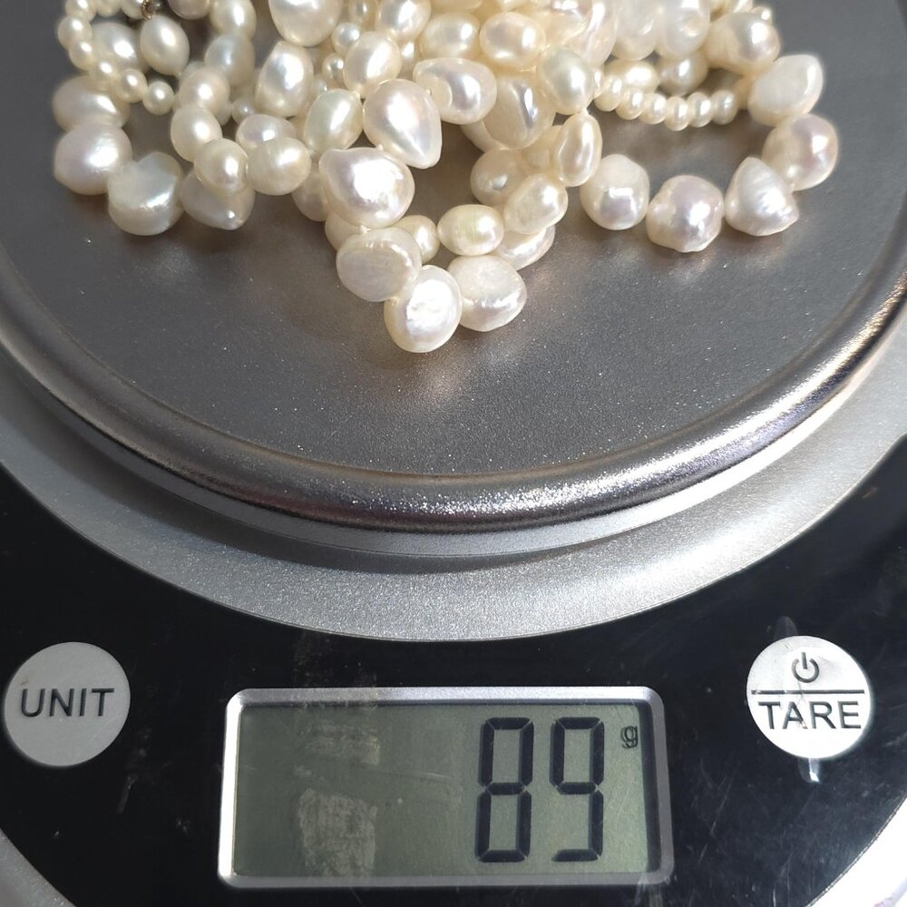 19 Inch Sterling Silver Triple Strand Genuine Pearls Necklace B212 - Picture 8 of 8